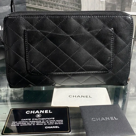 Authentic CHANEL Lambskin Cambon Line Zippy Clutch Wallet - Picture 5 of 17
